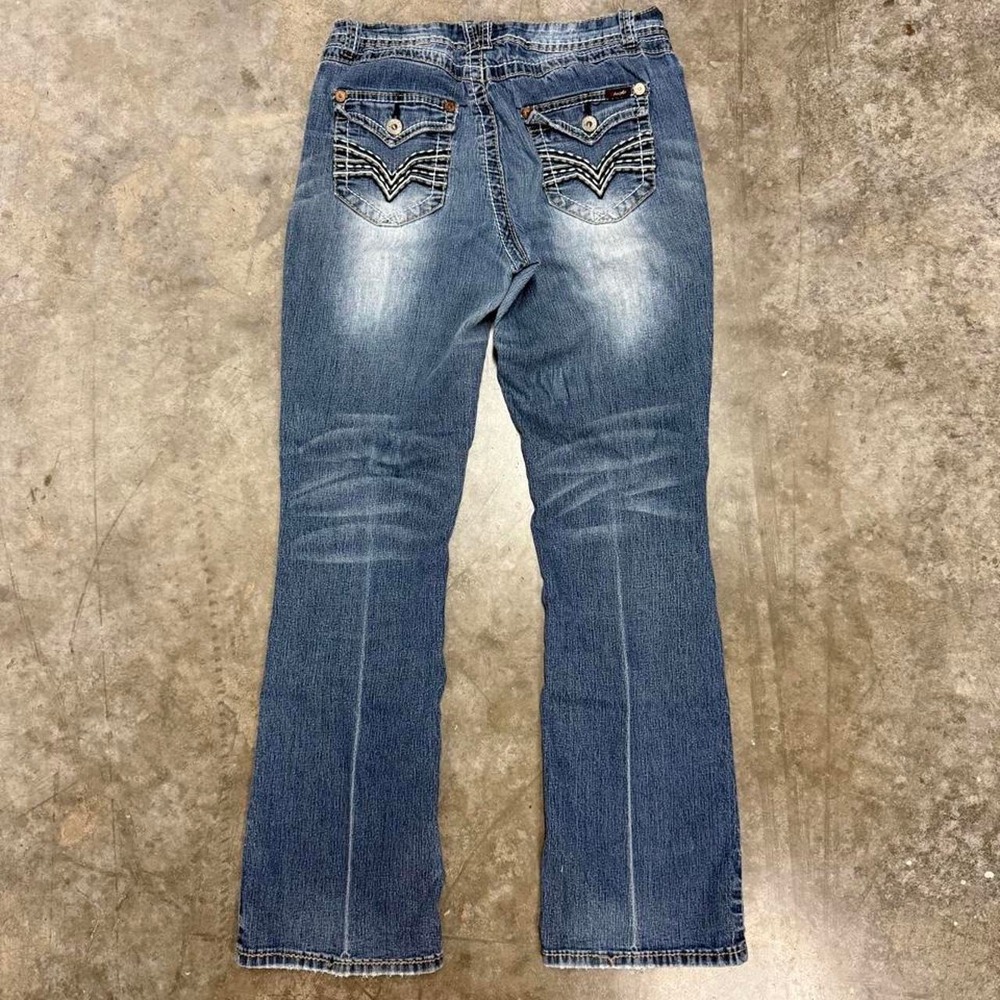 Angels Dark Wash Distressed Low Rise Bootcut Jeans 30x31 Y2K Vintage